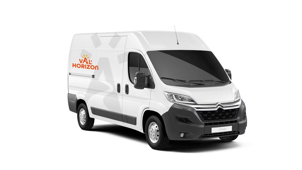Lettrage de camionnette Val’Horizon (projet fictif)